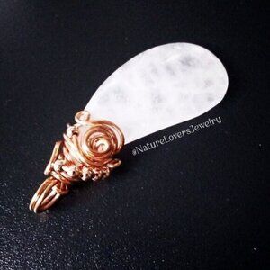 Wire Wrapped Rose Quartz Teardrop Pendant! Sexy + Opulent Copper Curlz & Swirls